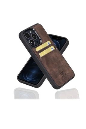 Iphone 13 Pro Max Uyumlu Deri Kartlıklı Arka Kapak Tn03 Kahve BO-01-FXCP-TN03N-IP13M-00
