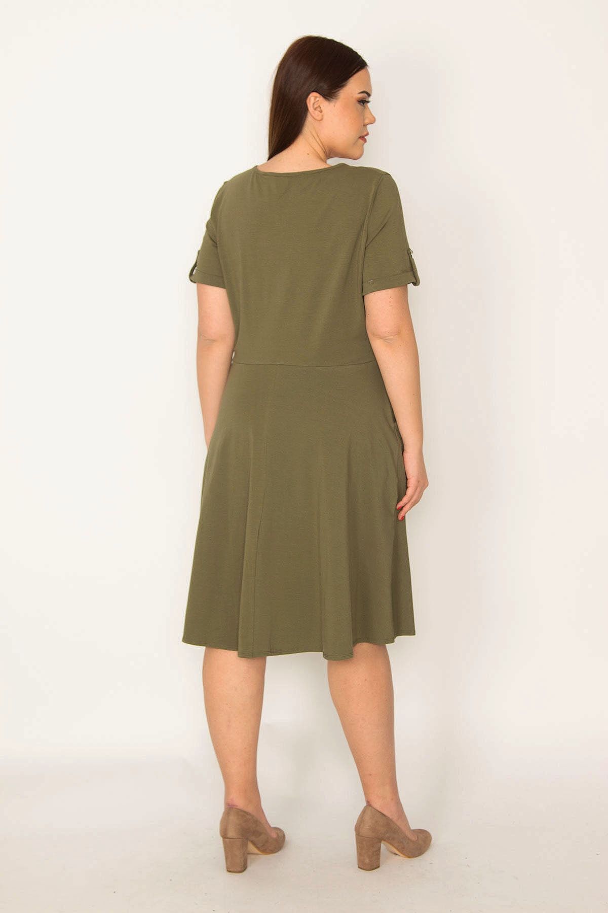 Plus size clearance khaki shirt dress