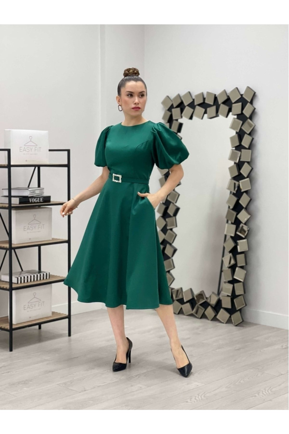 Green midi prom dress top
