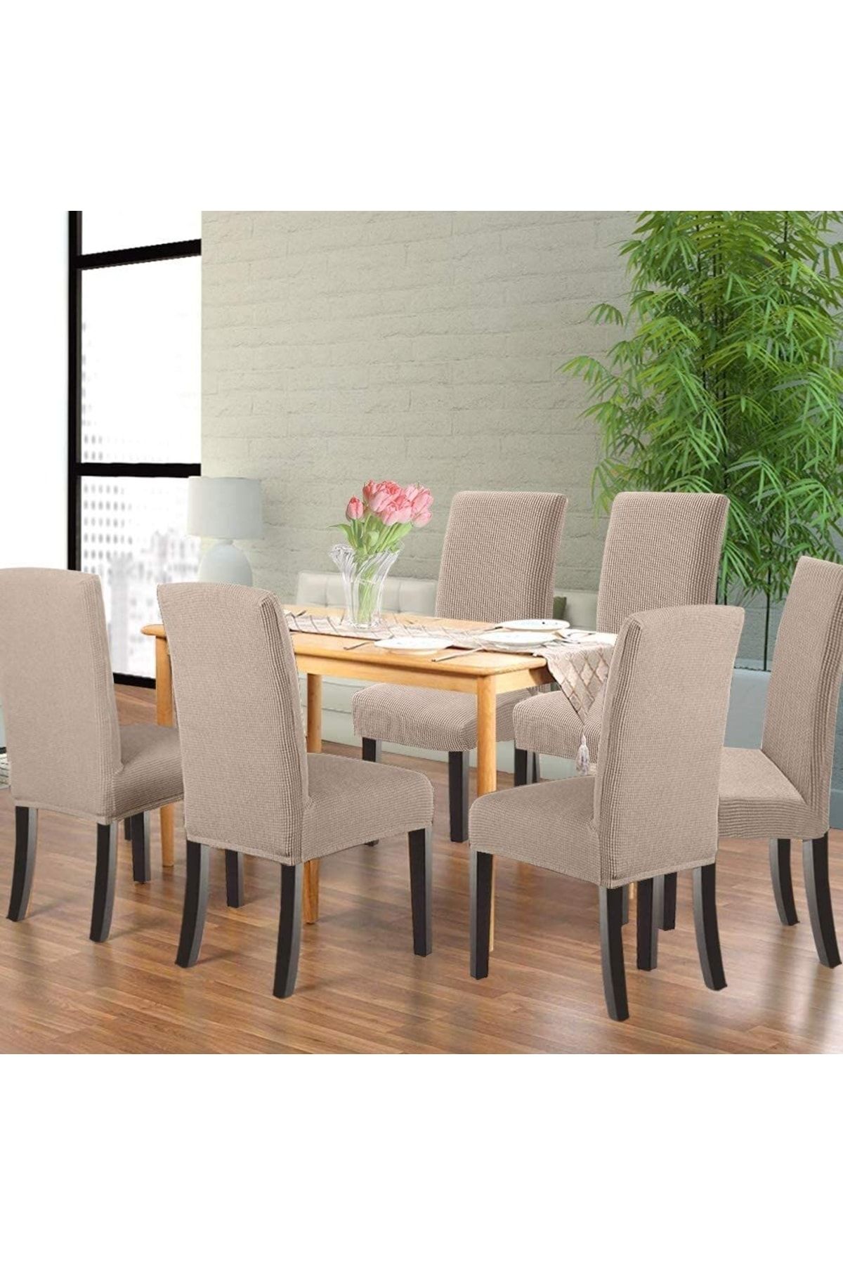 uzhanem-Lycra Chair Cover, Chair Cover Mink Color Washable Piti Square Pattern 3