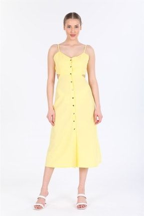 Sarı Poplin Arkadan Baglamalı Elbise AE10
