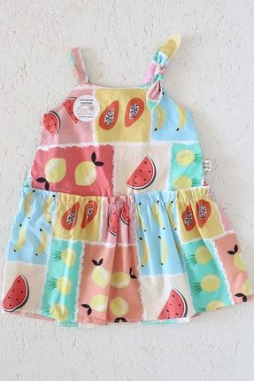 Meyve Desenli Askılı Kız Çocuk Elbise TYC00428367664