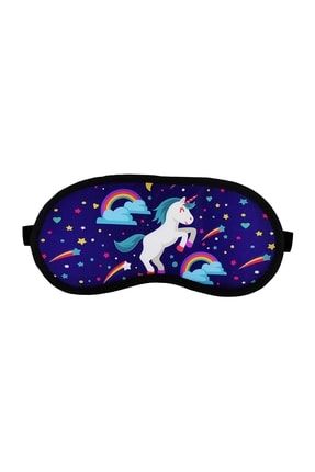 Gökkuşağı Unicorn Renkli Uyku Maskesi Göz Bandı BPum22