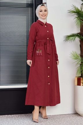 10301-Kadın Bordo Elbise