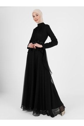 Beli Nakış Ve Boncuk Detaylı Abiye Elbise - Siyah - Woman 8173274