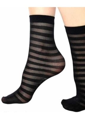 Kadın Ince Soket Desenli Siyah Çorap 3 Çift DENSSYN2