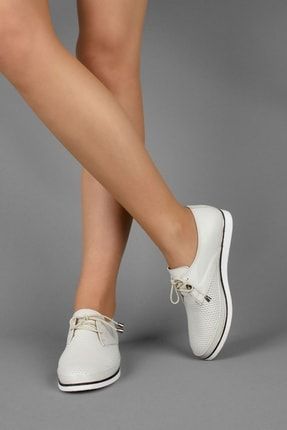 Merib Kadın Günlük Ayakkabı Delik Detaylı-krem B1807