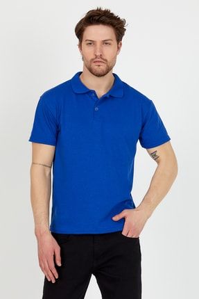 Erkek Mavi Basic Polo Yaka T-shirt poloyaka