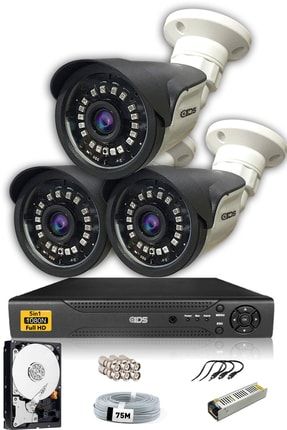 - 3 Kameralı 5mp Sony Lensli 1080p Fullhd Güvenlik Kamerası Sistemi - Cepten Izle - 250dış DS-2015HD-SET3-250-X