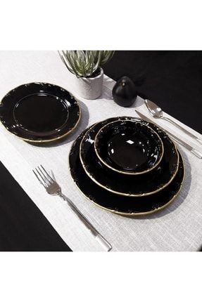 Hemera Black Porselen 24 Parça 6 Kişilik Yemek Takımı ANBL013-MND-HEMERABLACK