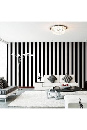 Siyah Beyaz Çizgili Duvar Kağıdı (5m2) siyah beyaz çizgili bjk