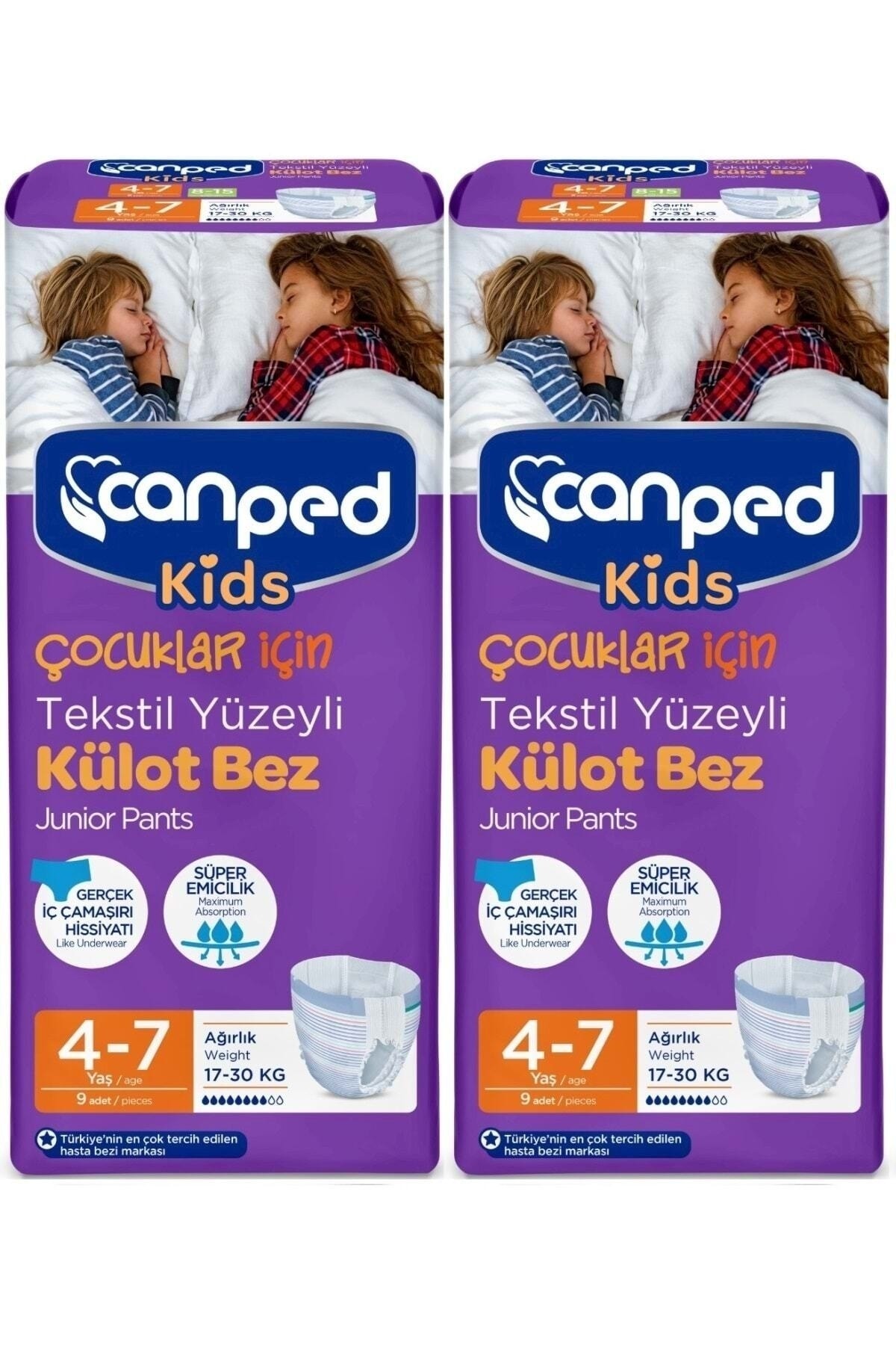 Canped Kids Çoçuklar Külot Bez Tekstil Yüzeyli Yaş:4-7 17-30 kg 18 Adet 2pkx9