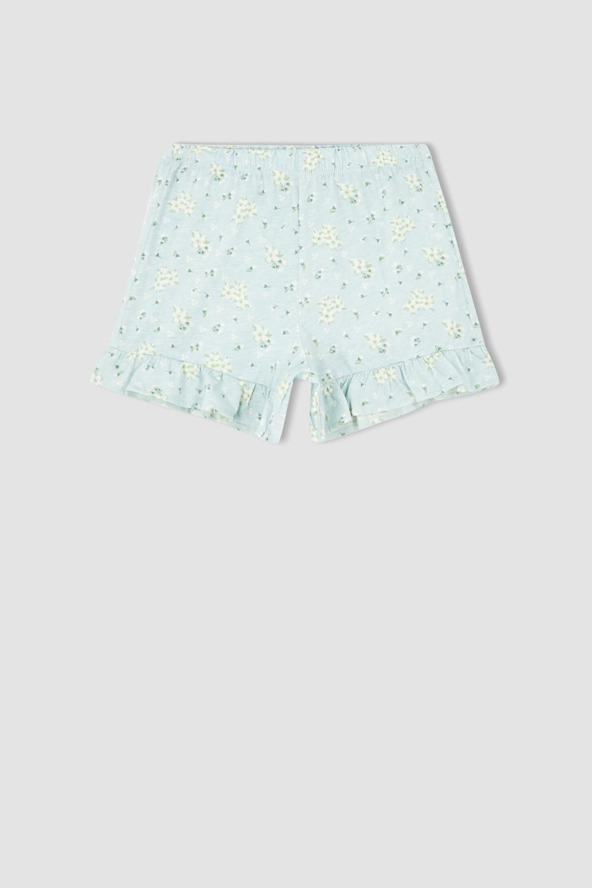 DeFacto-Bedrucktes Kurzarm-Shorts-Pyjama-Set aus Baumwolle für Mädchen 3