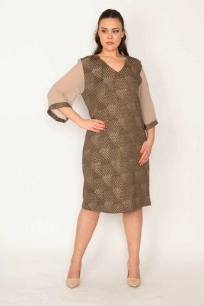 Kadın Vizon Sim Detayli Kollari Şifon Elbise 65N32794