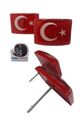 Türk Bayrağı Logolu Oto Panjur Arması Vidalı | 3d Oto Ön Tampon Panjur Arma | 2'li Set PJRAS0004