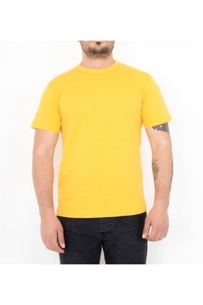 Bisiklet Yaka Regular Sarı Erkek Tshirt %100 Pamuk MD-2001