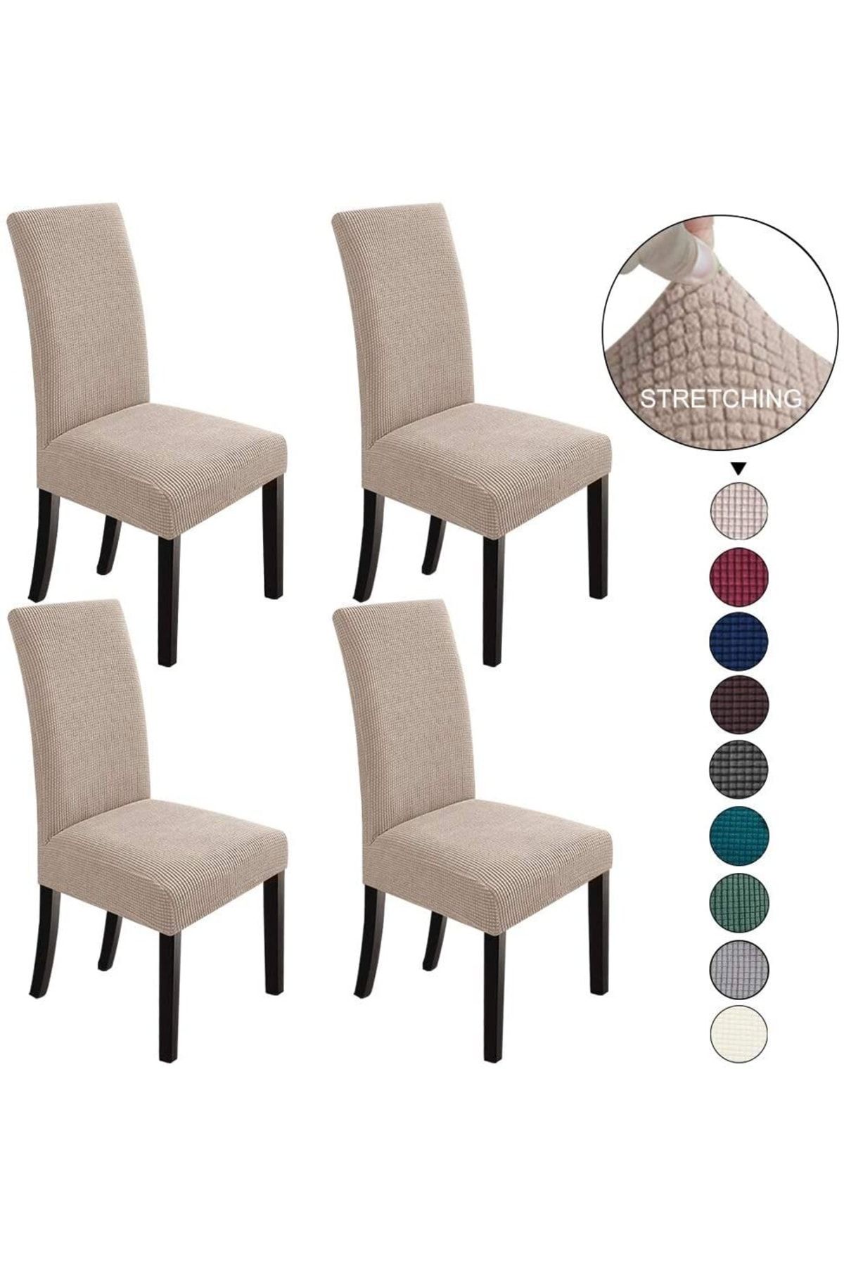 uzhanem-Lycra Chair Cover, Chair Cover Mink Color Washable Piti Square Pattern 2