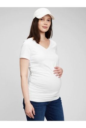 Kadın Beyaz Maternity Organik Pamuk Vintage T-shirt 815429