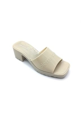 Bej Kadın Topuklu Terlik Ayakkabı PC-5154277
