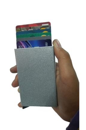 Gri Otomatik Mekanizmalı Metal Kredi Kartlık Kartvizitlik mek-kartlik-123