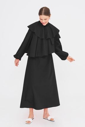 Siyah Volanlı Elbise BRGLBKTSEL001