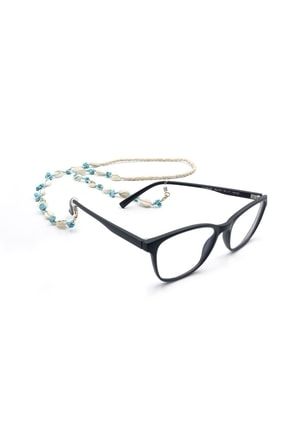 Midyeli Mavi Çakıl Taşı Gözlük Zinciri , Gözlük Aksesuar, Güneş Gözlüğü Aksesuar HP-1459