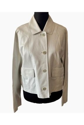 Hakiki Deri Mevsimlik Beyaz Renk Kadın Ceket A0293