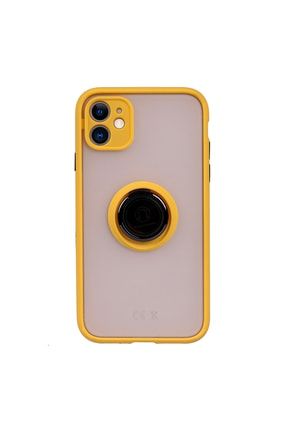 Iphone 11 Çerçeveli Yüzüklü Kılıf-sarı TR 000226