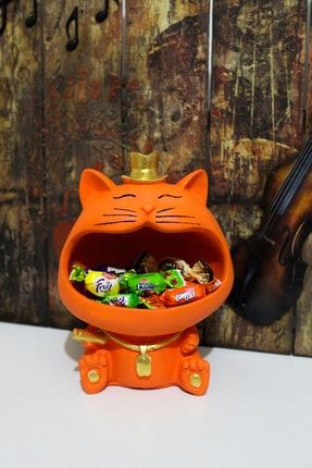Kedi Figürlü Şekerlik Anahtarlık Takı Saklama Kutusu Sunumluk Dekoratif Heykel Biblo HB0016