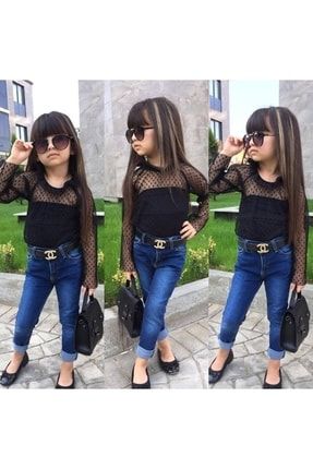 Denim Girl Üstü Tüllü Kot 3lü Kombin 29529