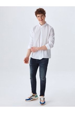 Klasik Yaka Uzun Kollu Beyaz Gömlek 012224909825008