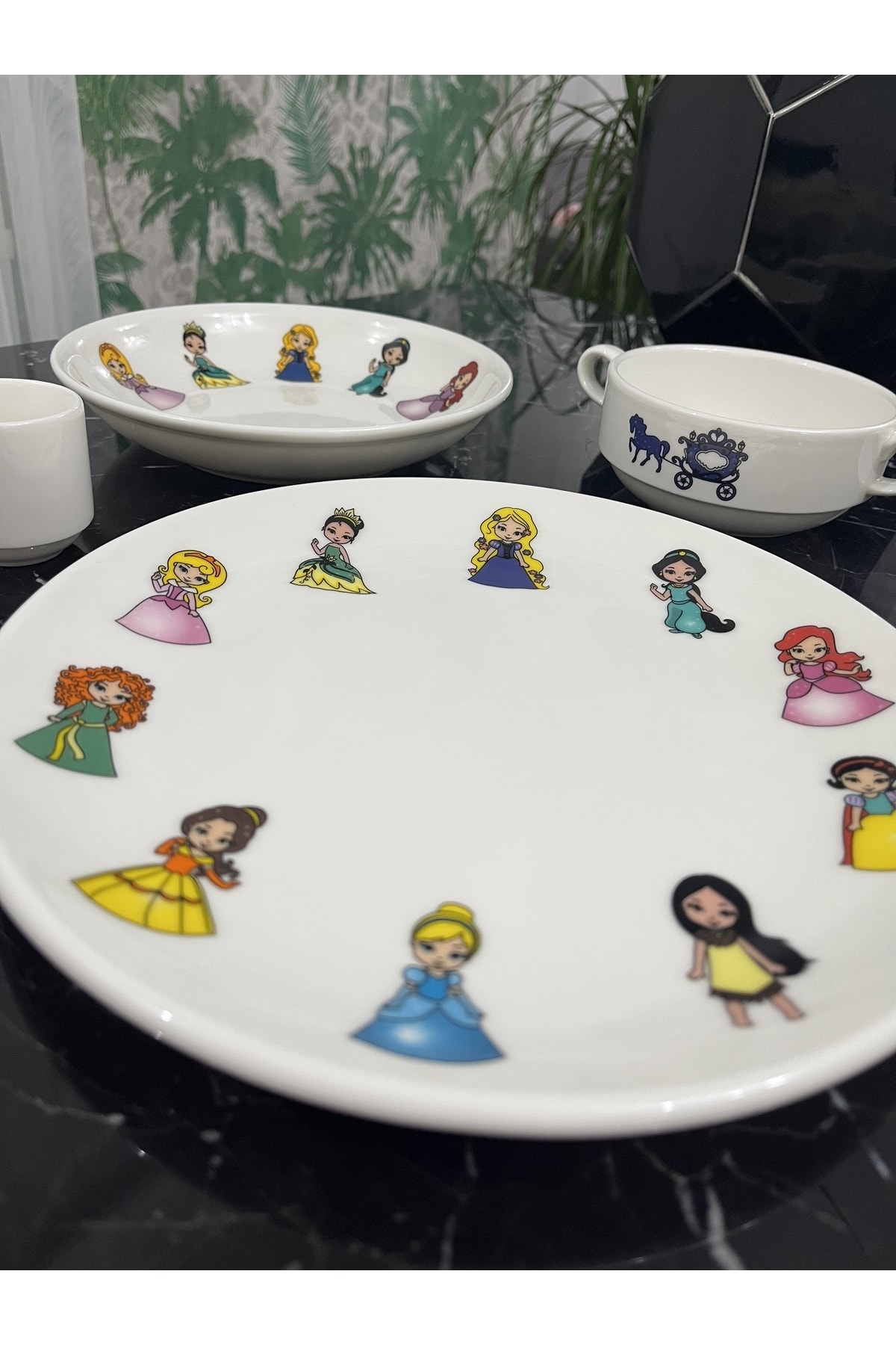TEBAK COLLECTION Prenses Desen Porselen 5 Parça Çocuk Yemek Takımı Mama Seti fotoğrafı 6 (önizleme)