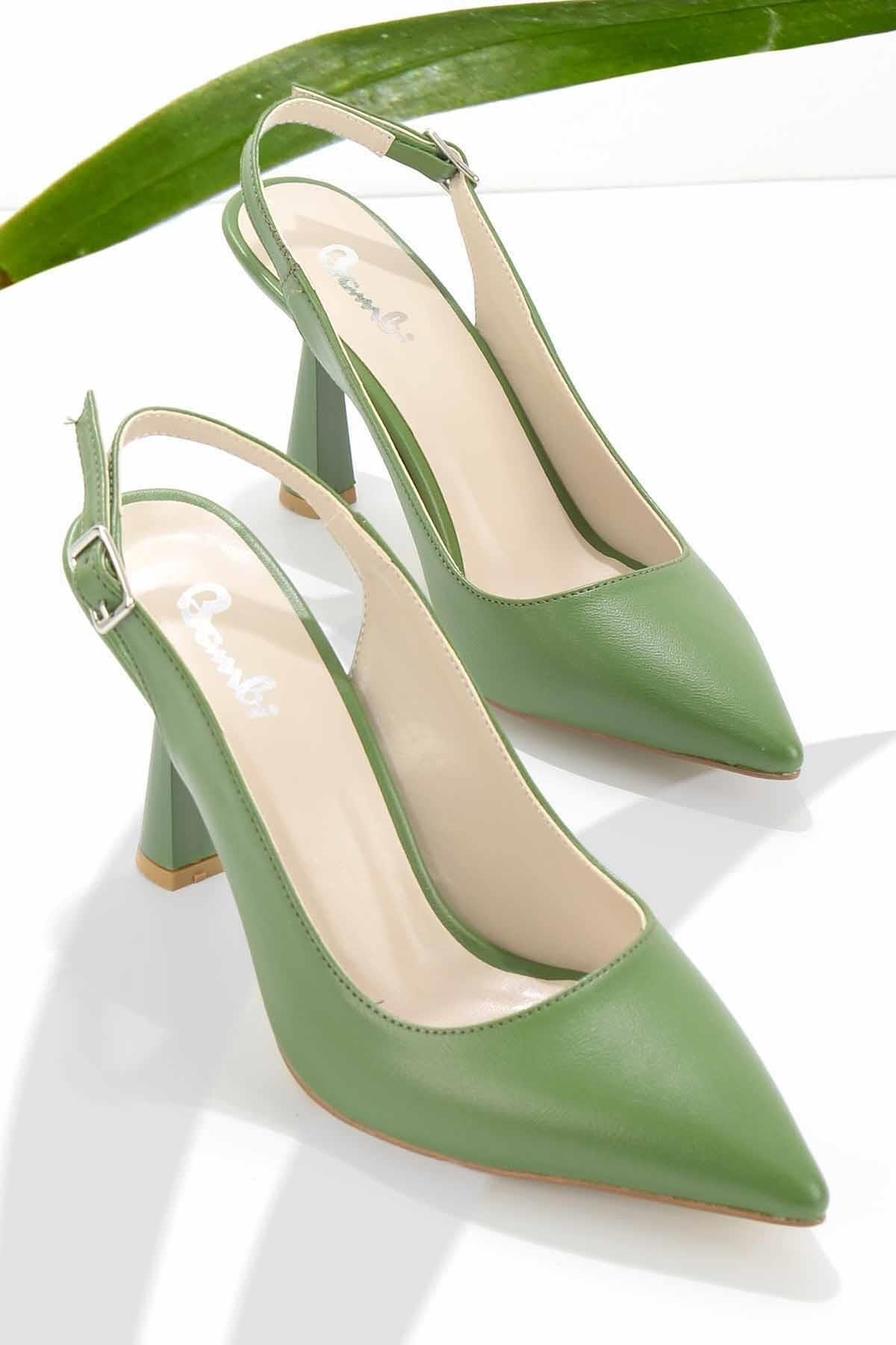 Bambi Yeşil Kadın Klasik Topuklu Ayakkabı K01992000109