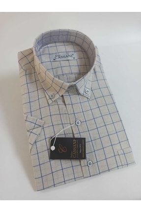 Klasik Kesim Yazlık Kısa Kol Pamuk Polyester Erkek Gömleği kısakol15