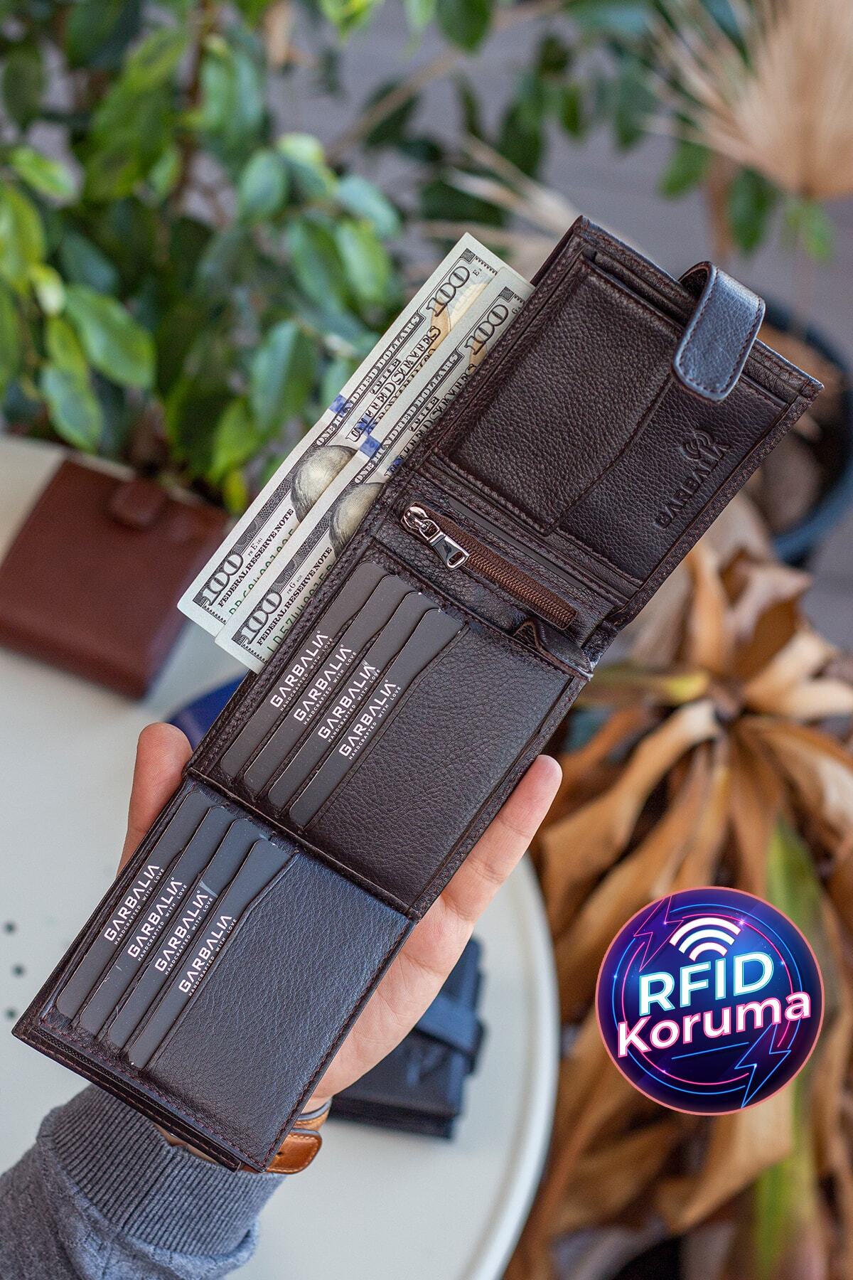 Garbalia Chelsea Hakiki Deri Patlı Ve Fermuarlı Bozuk Para Bölmeli Kahverengi Erkek Cüzdan