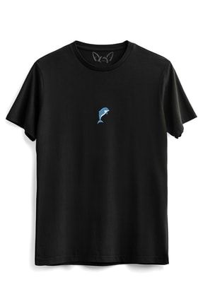 Animal Yunus Balığı Dijital Baskılı Siyah Tshirt 11151