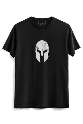 Spartan Resimli Dijital Baskılı Siyah Tshirt 10389