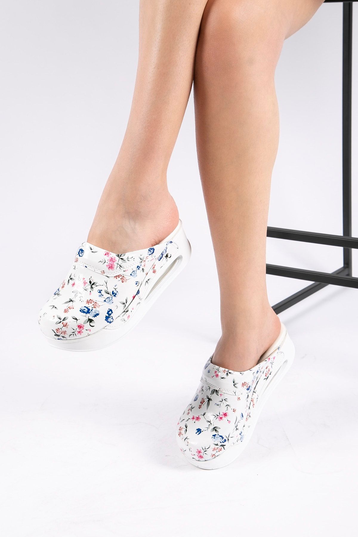 TERLİKSABO-Plain Flower Patterned Air Max Slippers 2