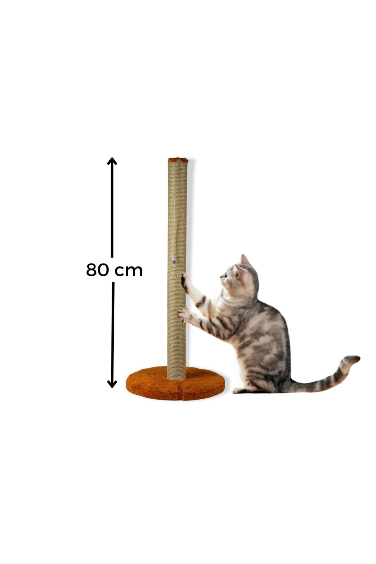 PUGALO-80 Cm Scratching Board Cylinder Base Long Catnip Scratching Board Orange 2