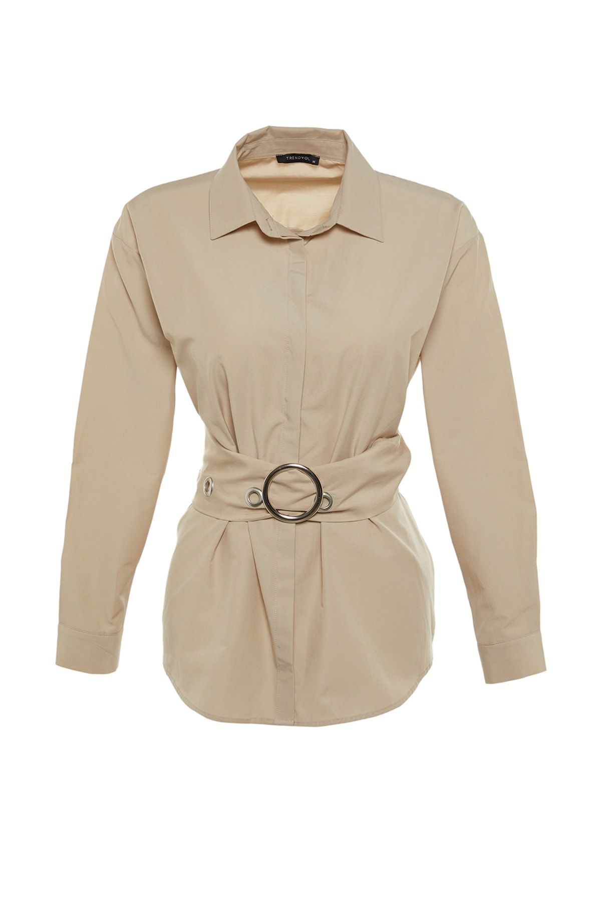 Trendyol Collection-Kőöves csatos részletes szőtt pamut ing TWOAW20GO0099 7