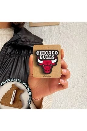 Chicago Bulls Logo Baskılı Ahşap Rozet 26701