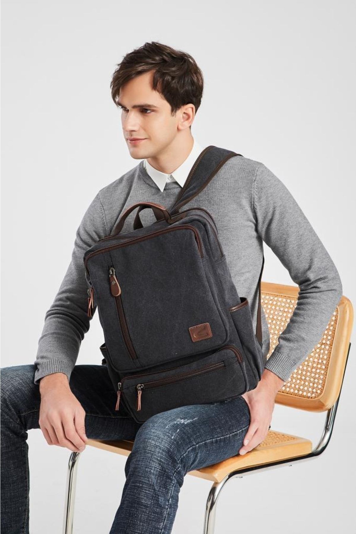 C-Active 1260 Kanvas Kumaş Büyük Boy Sırt Çantası - Gri