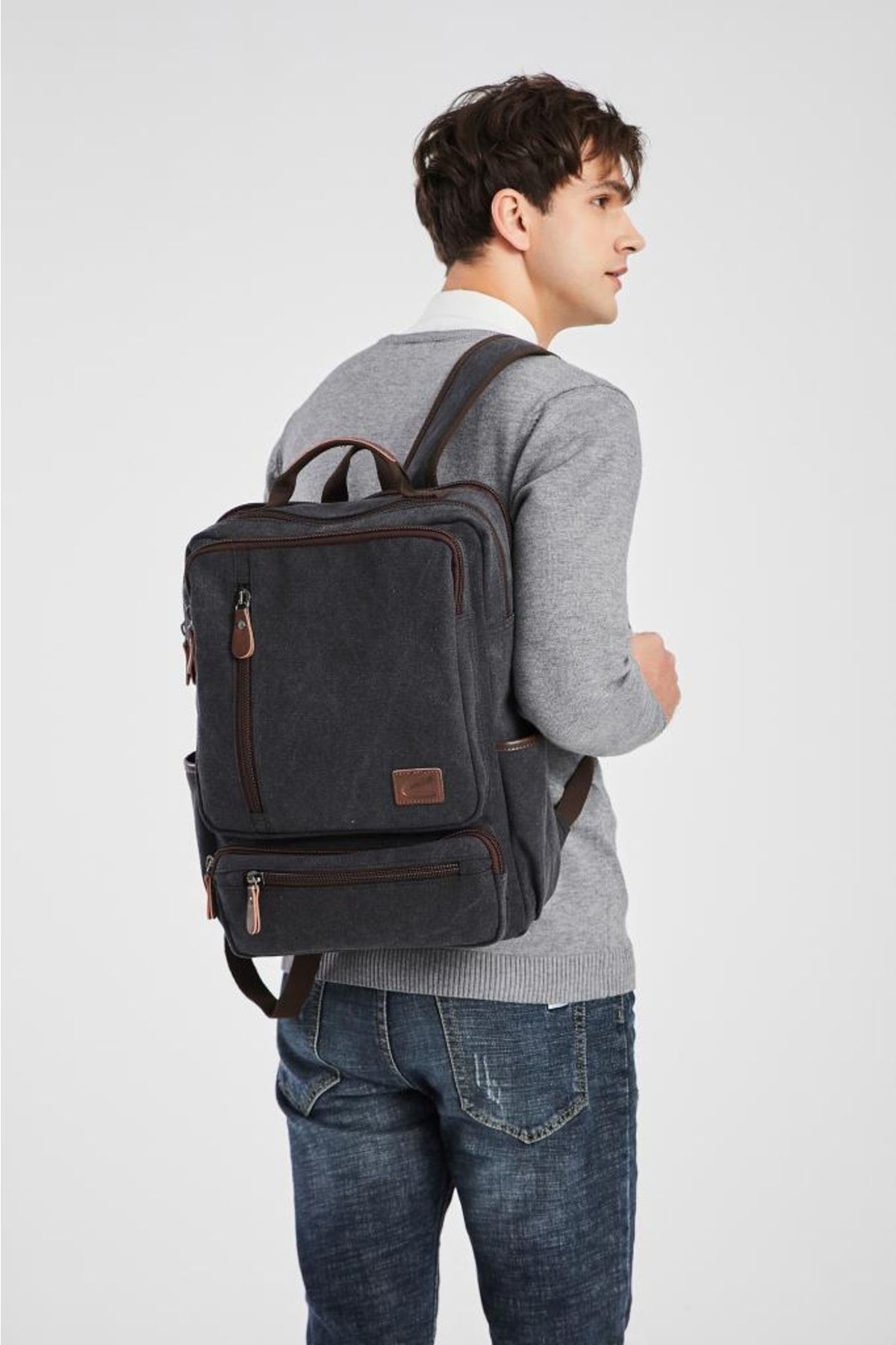 C-Active 1260 Kanvas Kumaş Büyük Boy Sırt Çantası - Siyah