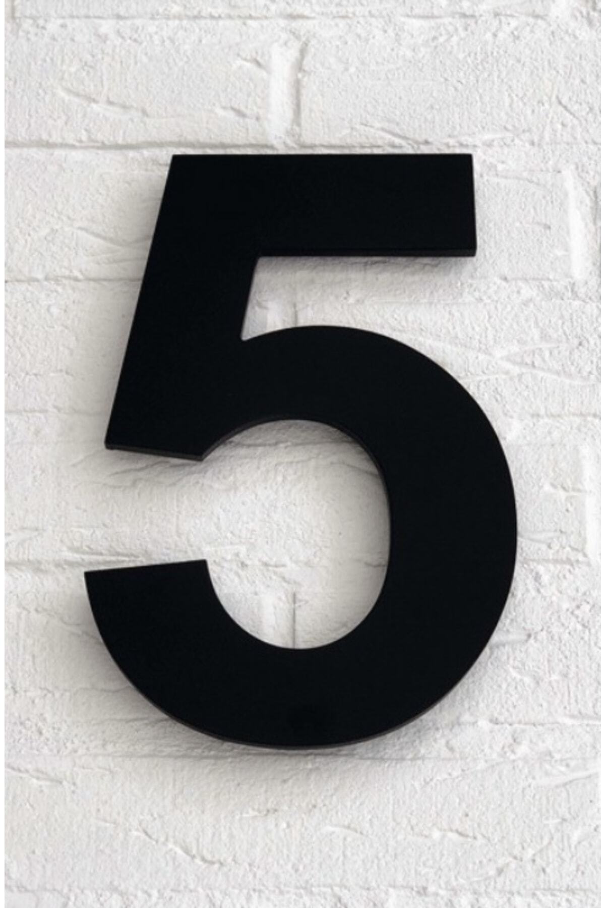 Door Number 15 Cm No 5, Black Plexiglass Self Adhesive Building Apartment Villa Door Number Arial