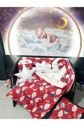 70x110 Bebek Uyku Seti Bulut Desen Park Beşiklere Uyumlu 10 Parça TAN10017