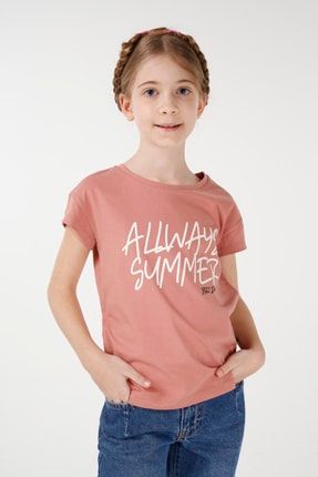 Baskılı Kız Çocuk Kısa Kollu T-shirt B-2022-01-55