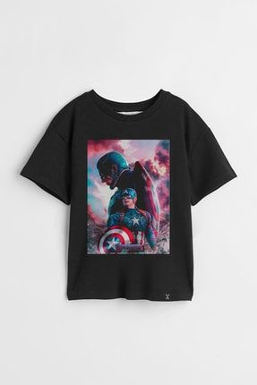 Marvel Kaptan Amerika Tasarım Baskılı Unisex Çocuk Tişört 0512712sda160534