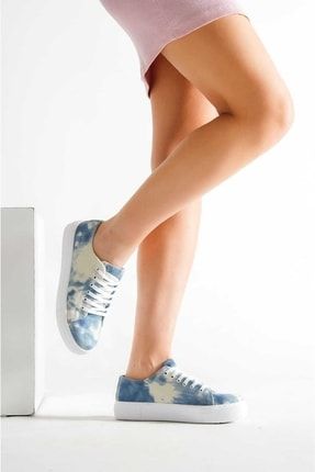 Daniela Mavi Bağcıklı Kadın Bez Spor Ayakkabı FAZ-002