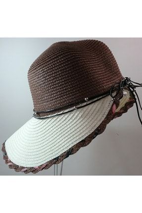 Laura Hasır Şapka, Yarım Ay Yazlık Hasır Şapka, Plaj Şapkası,sun Beach Hat 11143