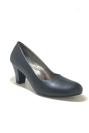 Kadın Siyah Hakiki Deri Yeni Stil Şık Çizgi Ökçeli Ortopedik Topuklu Ayakkabı /3799